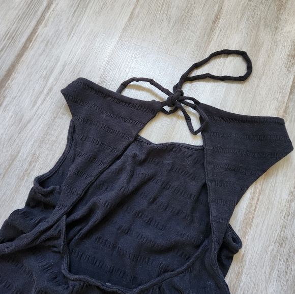Anthropologie Knit Tiered Mini Dress Tie Back Sleeveless Black Stretchy Sz XS - Picture 9 of 9